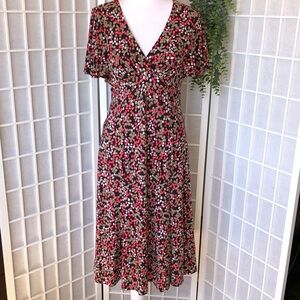 Chaps Knit Short Flutter Sleeved, Bias Cut Dress, MIDI, Like New, Size M